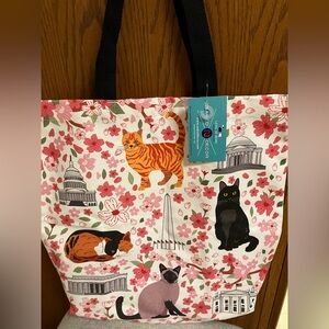 Naked Decor Brand New NWT Tote Bag - Washington DC - Cats & Cherry Blossoms